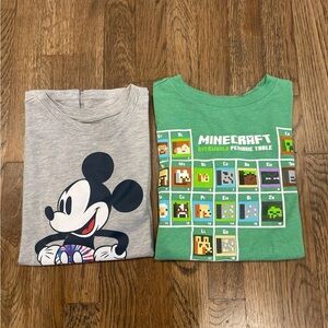 Kids Boys Disney Mickey Minecraft Short Sleeve Graphic Tees Large